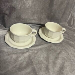 2 - Pfaltzgraff Heritage White Large Coffee Tea Cups & Sauces - Vintage -819